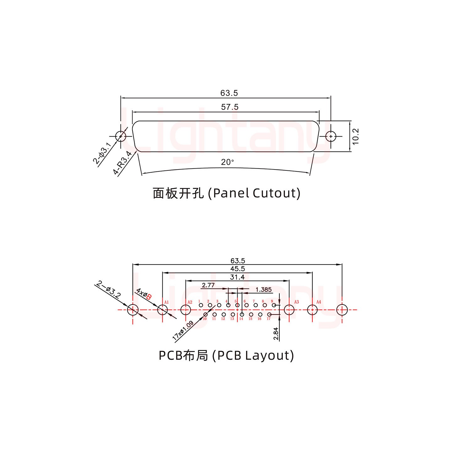 21W4公PCB直插板/鉚魚(yú)叉7.0/大電流10A