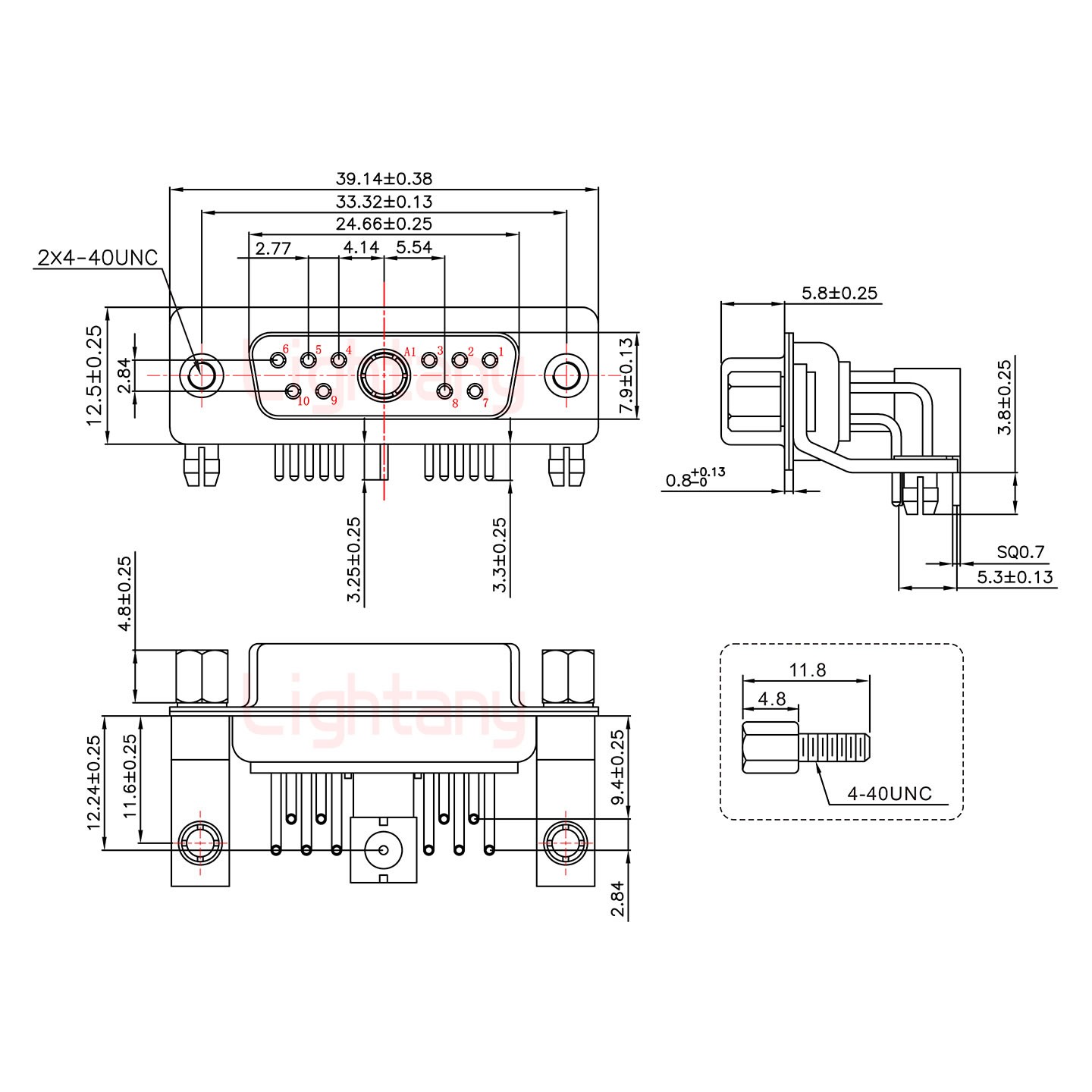 11W1母PCB彎插板/鉚支架11.6/射頻同軸50歐姆