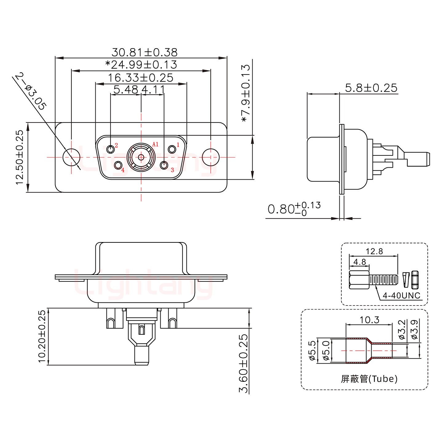 5W1母焊線式/配螺絲螺母/射頻同軸75歐姆