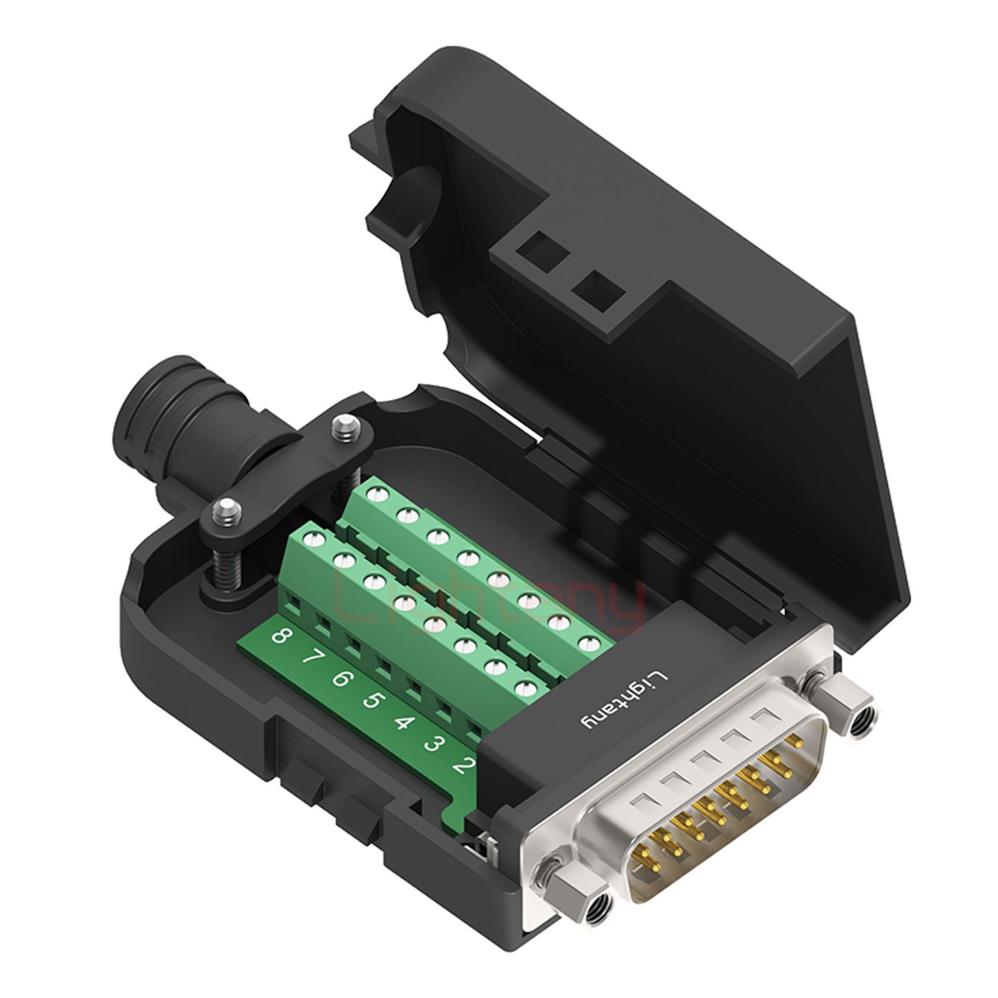 DB15 公 配螺母 黑膠芯沖針