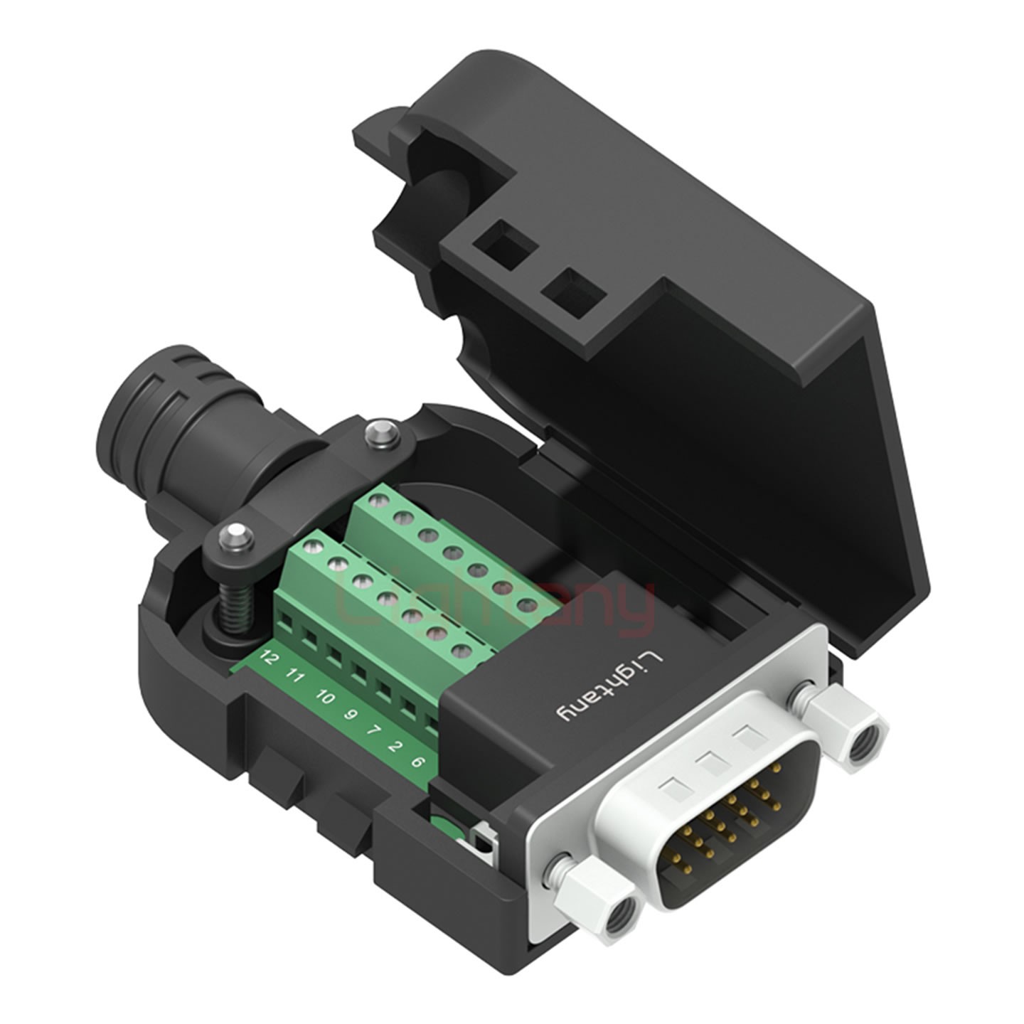 HDB15 公 配螺母 黑膠芯沖針