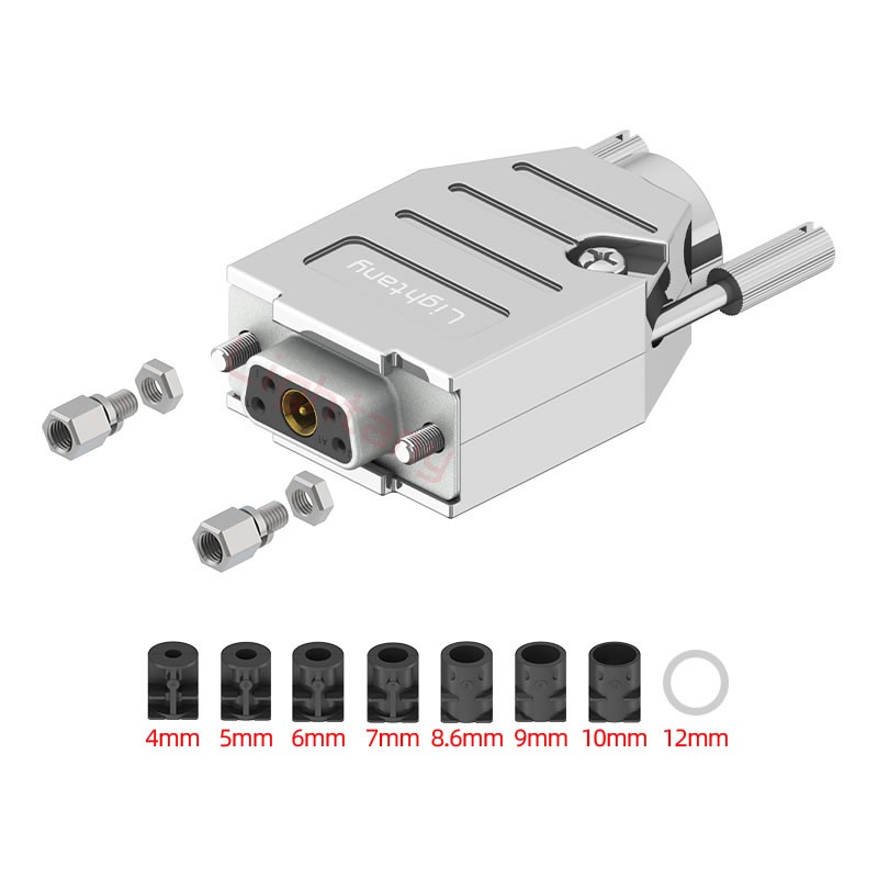 5W1母焊線式75歐姆+9P金屬外殼1707直出線4~12mm