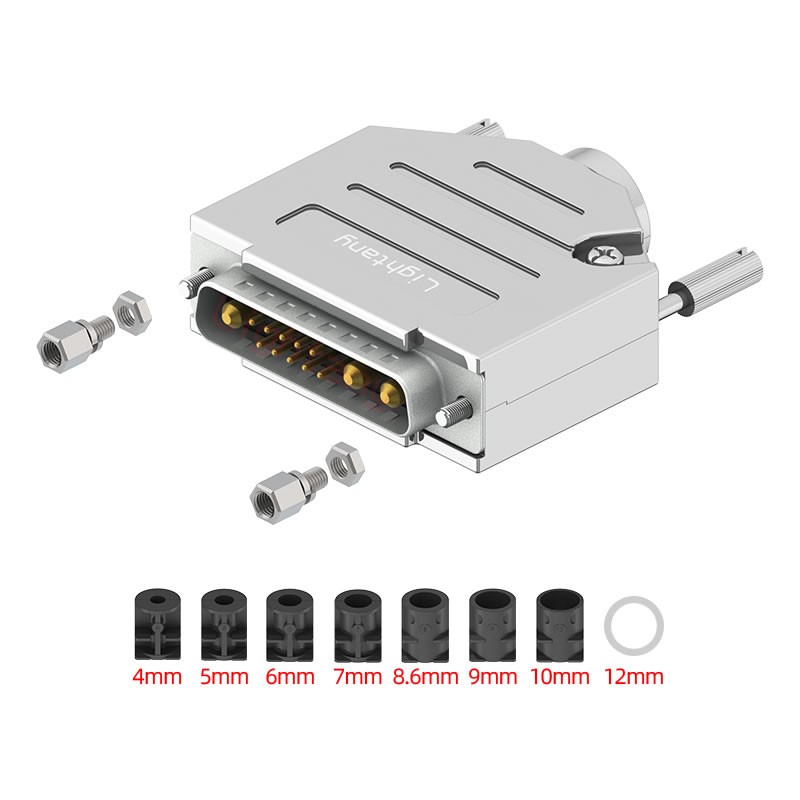 13W3公短體焊線40A+25P金屬外殼1657直出線4~12mm