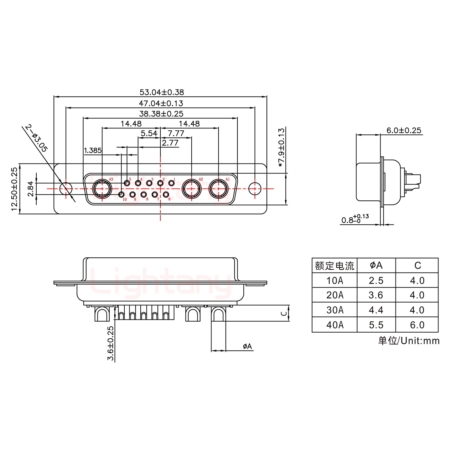 13W3母短體焊線10A+25P金屬外殼1657直出線4~12mm