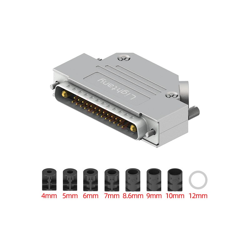 25W3公短體焊線30A+37P金屬外殼967斜出線4~12mm