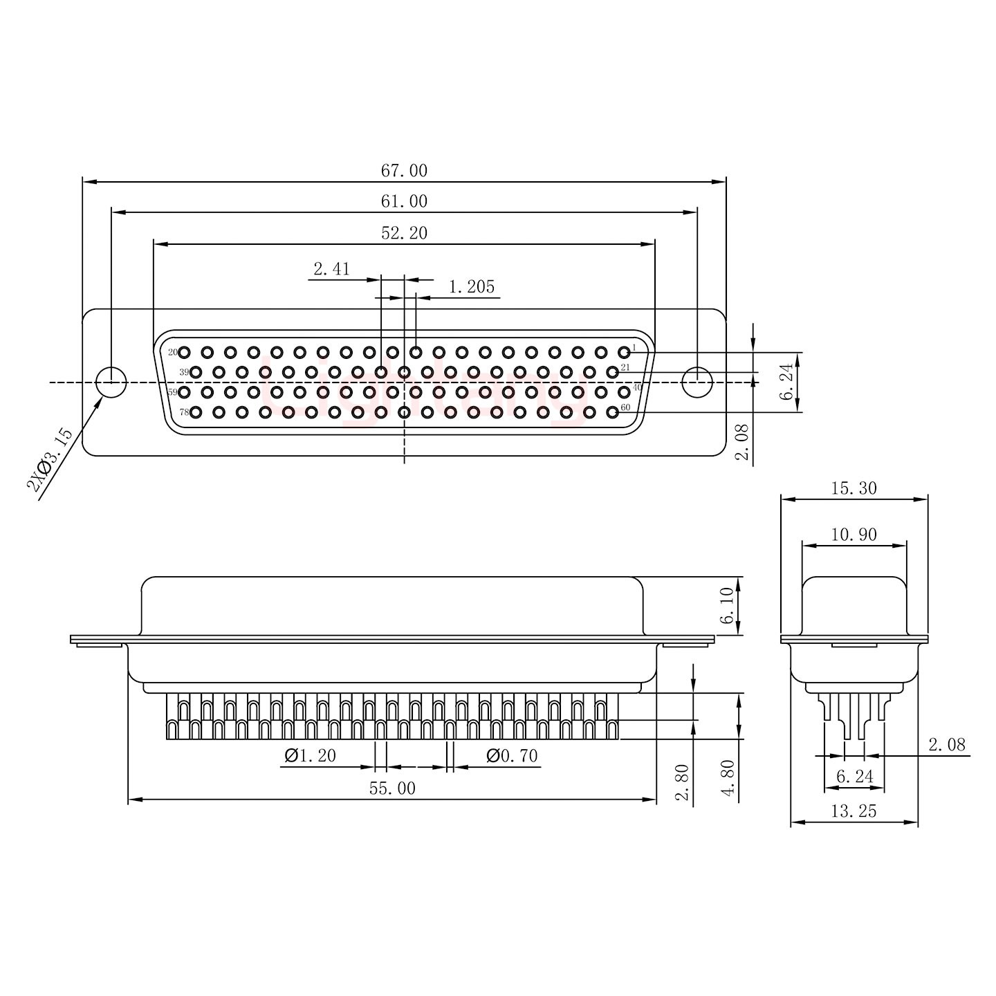 HDB78母頭焊線+防水直式接頭 線徑5~11mm
