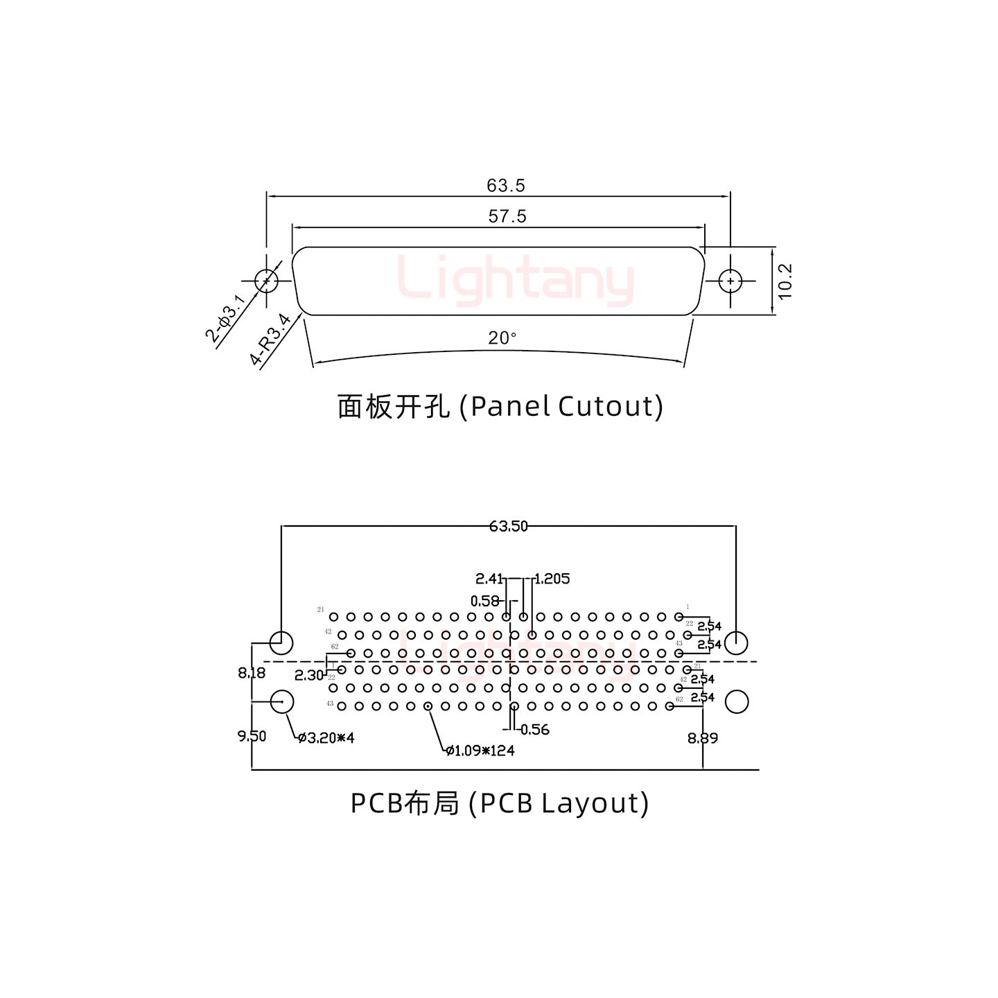 HDR62 上母下公間距15.88車(chē)針雙胞胎 D-SUB連接器