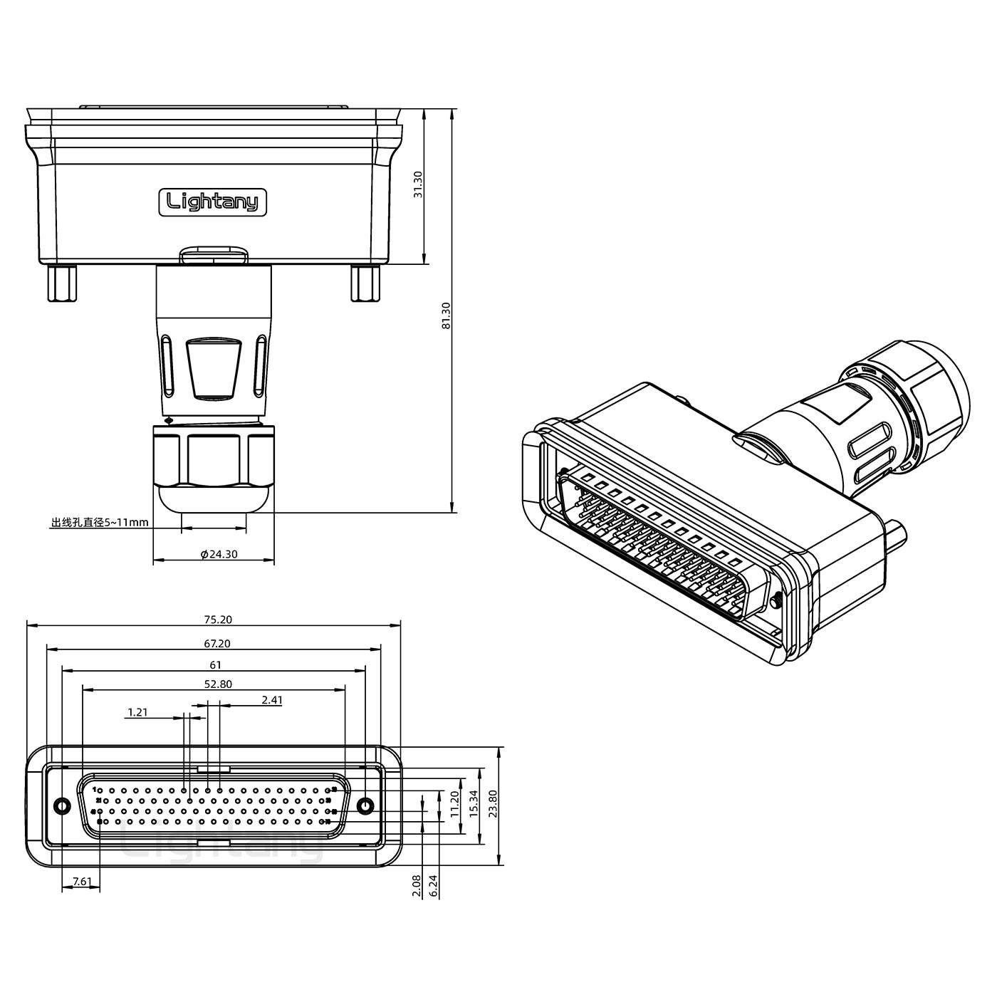 HDB78公頭焊線(xiàn)+防水直式接頭 線(xiàn)徑5~11mm
