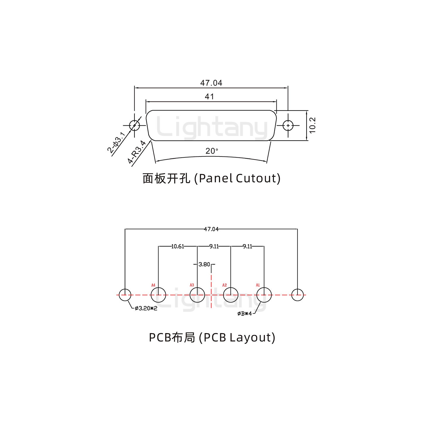 防水4W4母直插板/鉚魚(yú)叉/鎖螺絲/大電流40A