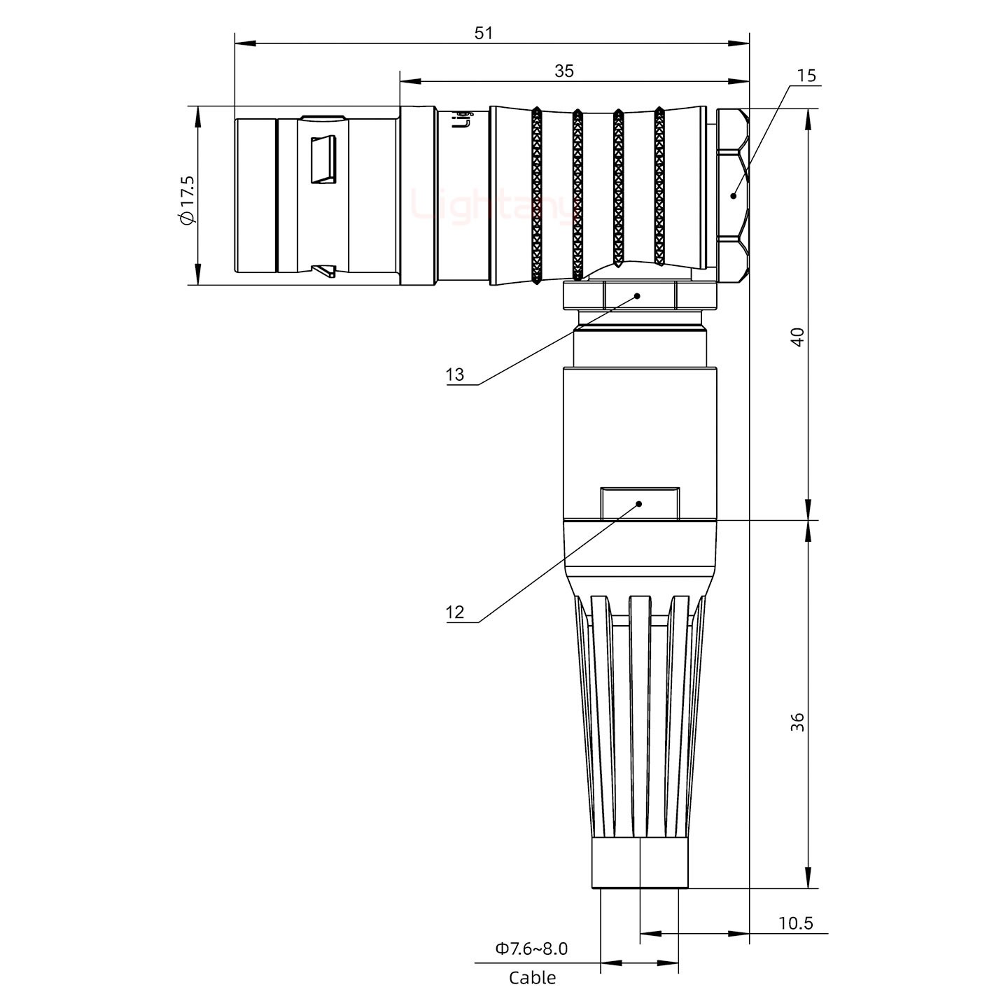 FHG.2K.005.CLAC80Z推拉自鎖帶護套彎式插頭