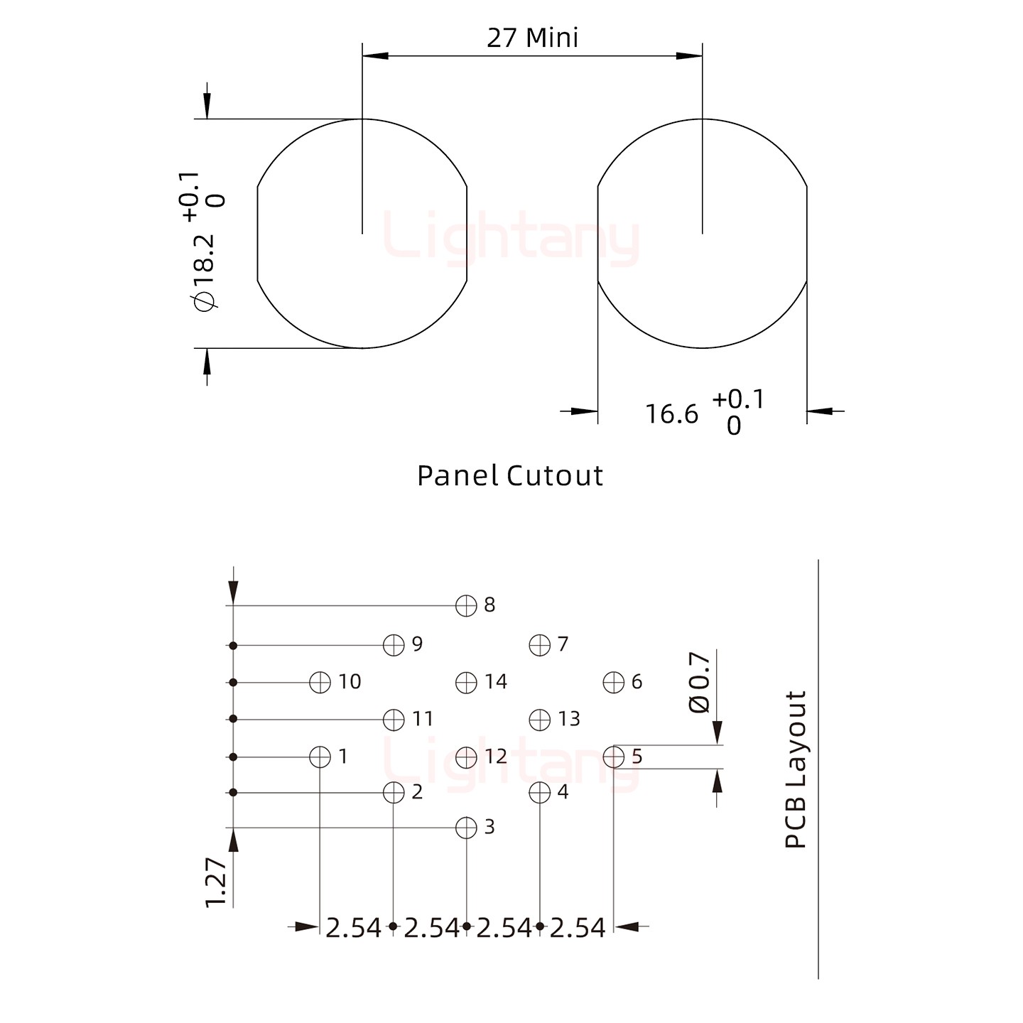 EEG.3B.014.CLV前螺母插座 PCB彎插板