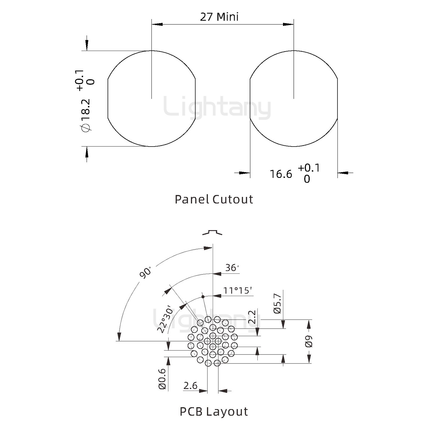 ECG.3B.030.CLN雙螺母插座 PCB直插板