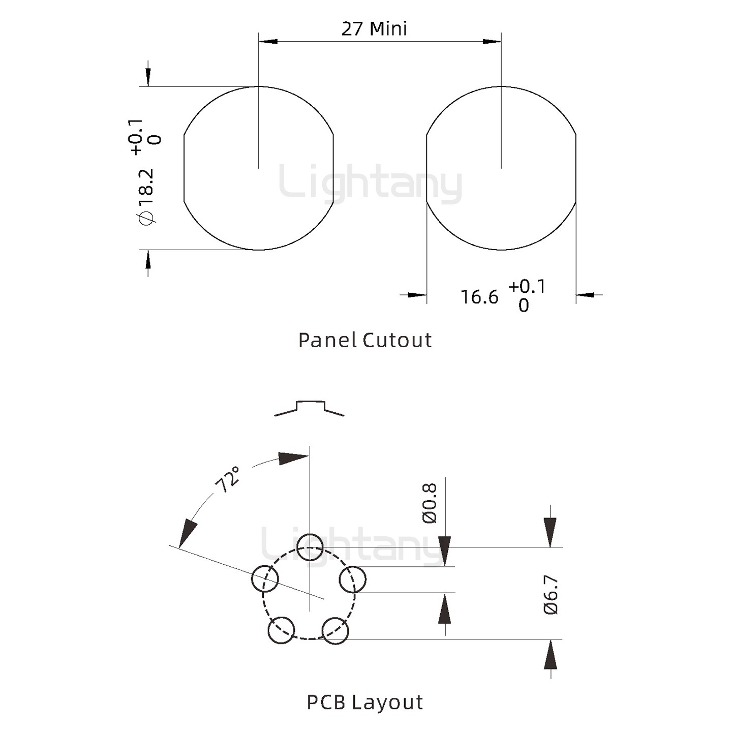 EEG.3B.005.CLN前螺母插座 PCB直插板