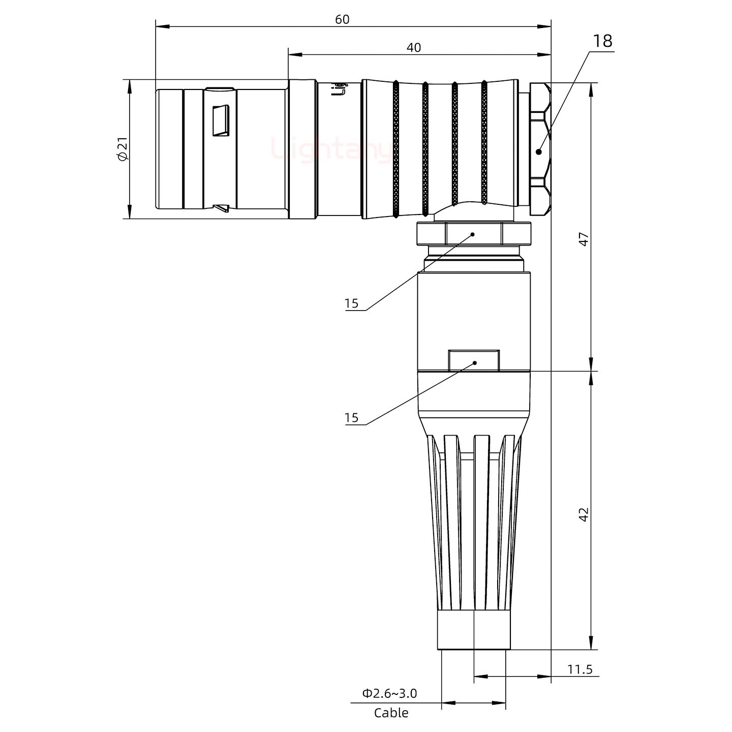 FHG.3K.010.CLAC30Z推拉自鎖帶護套彎式插頭