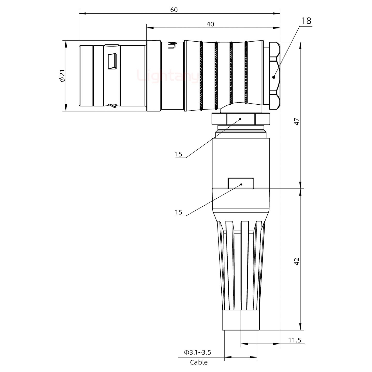 FHG.3K.010.CLAC35Z推拉自鎖帶護套彎式插頭