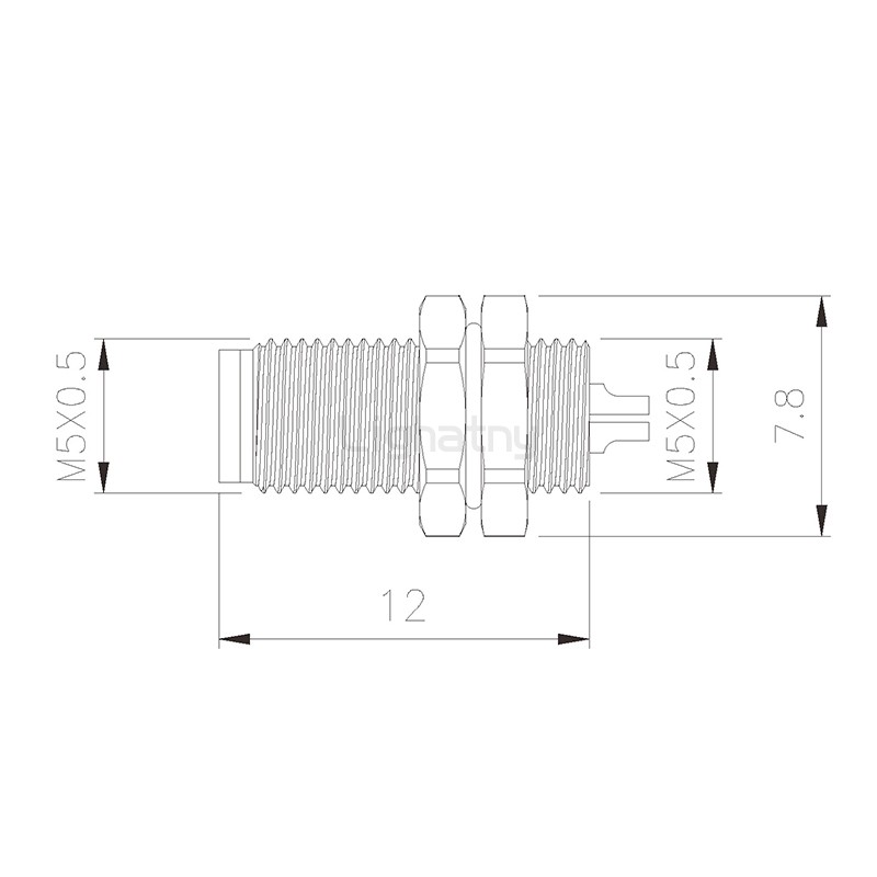 板前安裝針型插座 焊線式 3芯